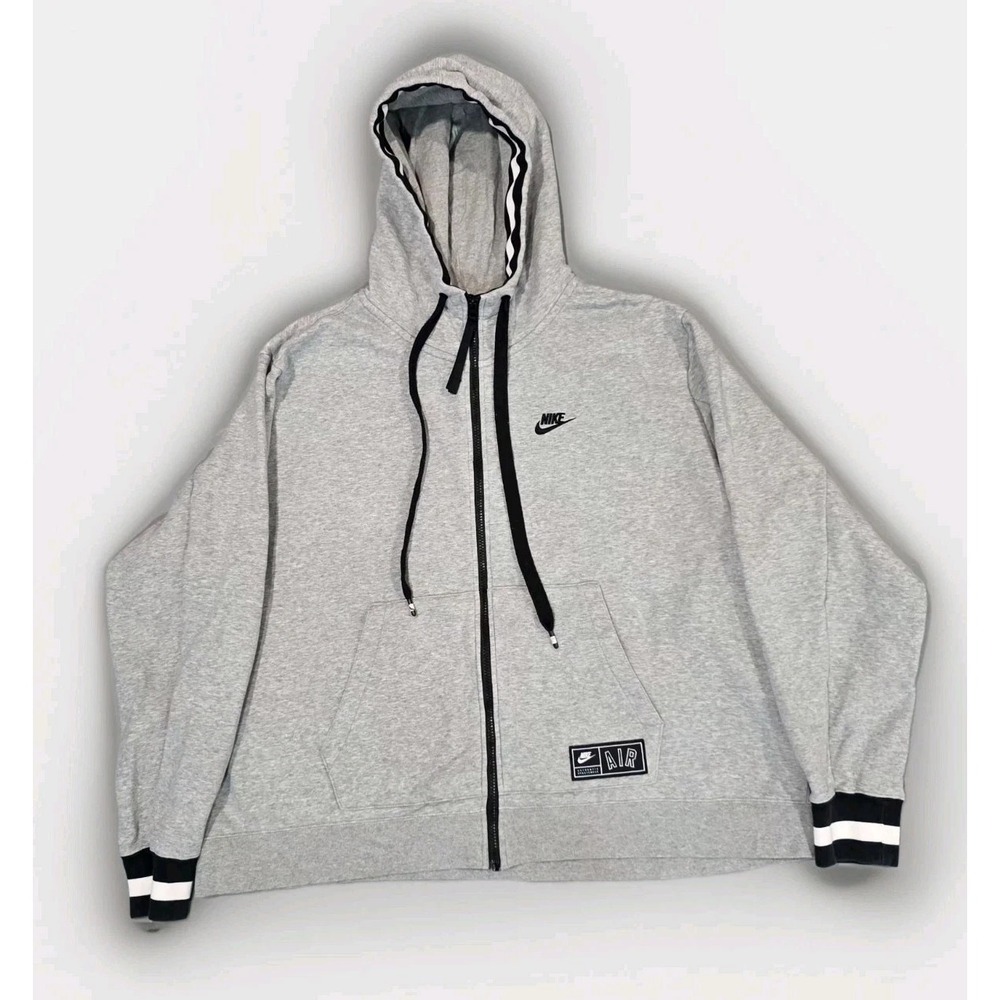 Nike Air Full Zip Hoodie Gray Black Spell Out‎ XXL Authentic Sportswear